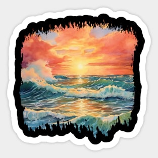 Watercolor Sunset Sticker